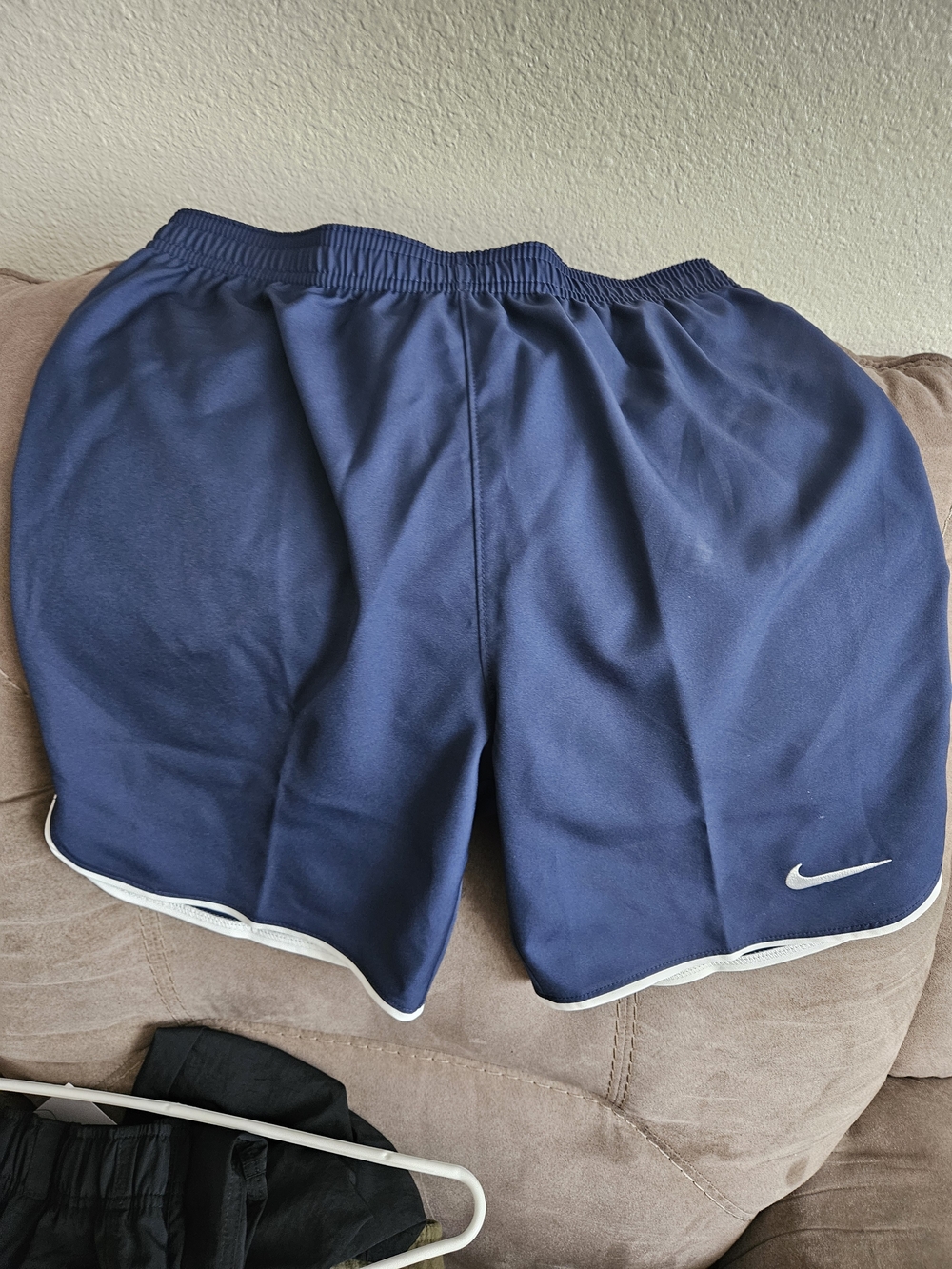 Nike Navy Blue Kids Athletic Shorts with White Swoosh